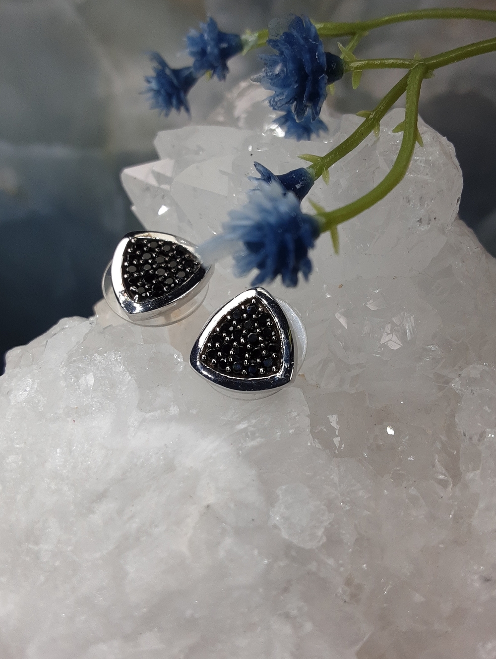 925 Black Spinel Stud Earrings. PRICE IS FIRM.